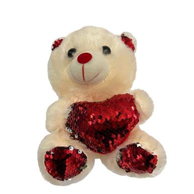 Picture of Creme Teddy Bear Red Heart