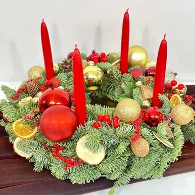 Picture of Christmas tabletop wreath with candles No.213
